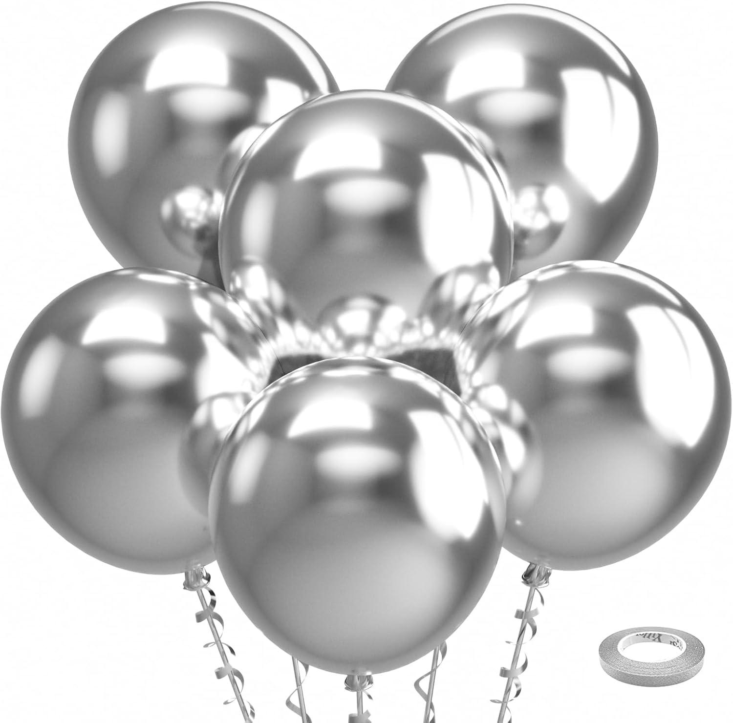imageBezente Ivory White Balloons Latex Party Balloons 100 Pack 12 inch Round Helium Cream Beige Balloons for Wedding Birthday Gender Reveal Easter Tea Boho DecorationsB003metallic Silver