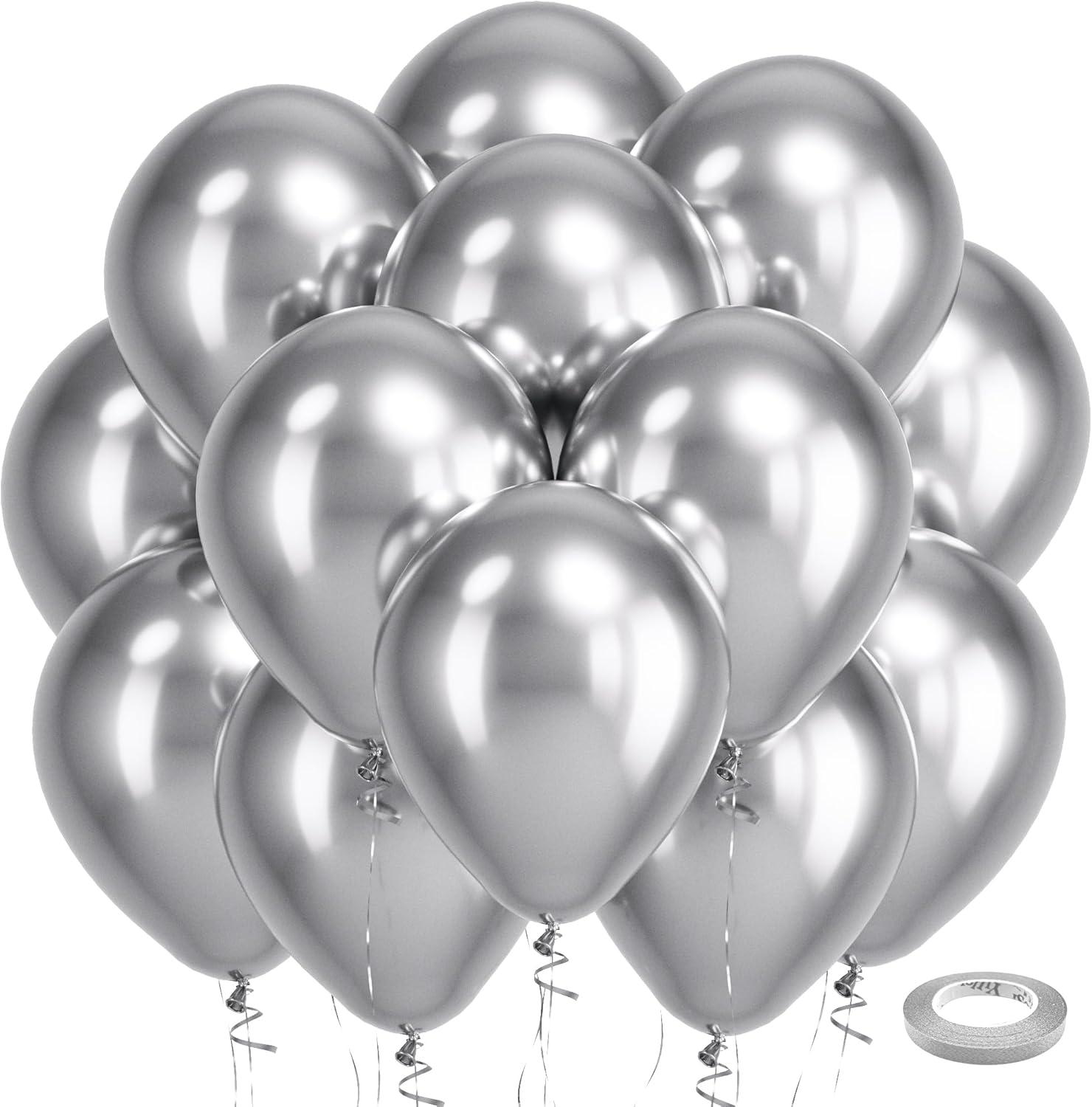 imageBezente Ivory White Balloons Latex Party Balloons 100 Pack 12 inch Round Helium Cream Beige Balloons for Wedding Birthday Gender Reveal Easter Tea Boho DecorationsB003metallic Silver