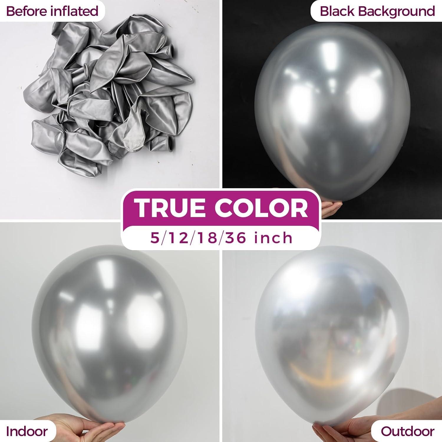 imageBezente Ivory White Balloons Latex Party Balloons 100 Pack 12 inch Round Helium Cream Beige Balloons for Wedding Birthday Gender Reveal Easter Tea Boho DecorationsB003metallic Silver