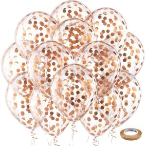 Bezente Dusty Pink Balloons Latex Party Balloons – 100 Pack 12 inch Round Helium Boho Blush Lilac Retro Pink Balloons for Graduation Anniversary Bachelorette Gender Reveal Princess Party Decorations(Confetti-rose Gold)