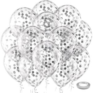 Bezente Dusty Pink Balloons Latex Party Balloons – 100 Pack 12 inch Round Helium Boho Blush Lilac Retro Pink Balloons for Graduation Anniversary Bachelorette Gender Reveal Princess Party Decorations(Confetti-silver)