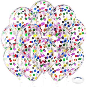 Bezente Ivory White Balloons Latex Party Balloons – 100 Pack 12 inch Round Helium Cream Beige Balloons for Wedding Birthday Gender Reveal Easter Tea Boho Decorations(Confetti-colorful)