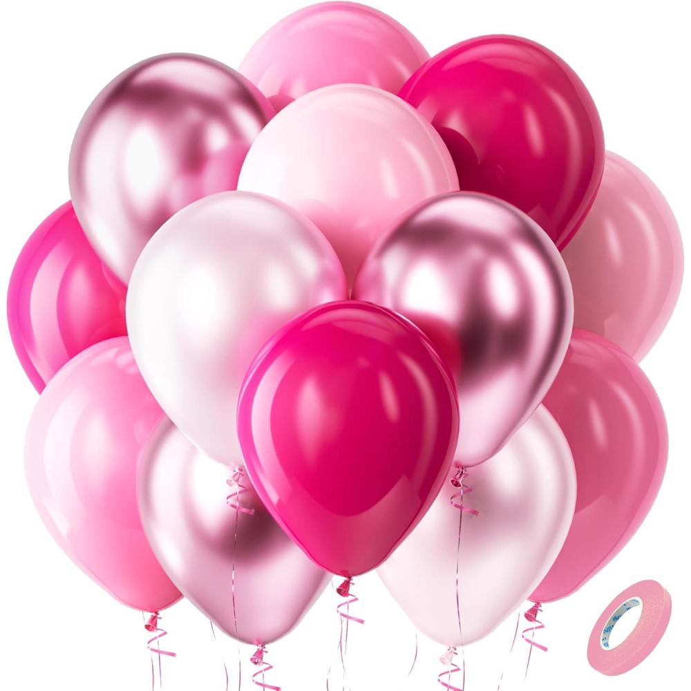 imageBezente Sage Green Gold White Balloons Kit 60pcs 12 inch Sage Green Sand White Latex Balloons Metallic Gold Helium Balloons for Birthday Engagement Wedding Baby Shower Party Event DecorationsMultiple Pink
