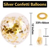 Bezente Metallic Green Balloons Latex Boho Party Balloons 100 Pack 12 inch(Confetti-gold)