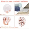 Bezente Metallic Green Balloons Latex Boho Party Balloons 100 Pack 12 inch(Confetti-rose Gold)