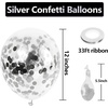 Bezente Metallic Green Balloons Latex Boho Party Balloons 100 Pack 12 inch(Confetti-silver)