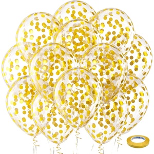 Bezente Metallic Green Balloons Latex Boho Party Balloons 100 Pack 12 inch(Confetti-gold)