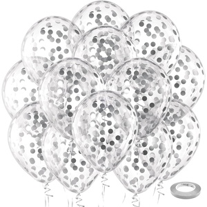 Bezente Metallic Green Balloons Latex Boho Party Balloons 100 Pack 12 inch(Confetti-silver)